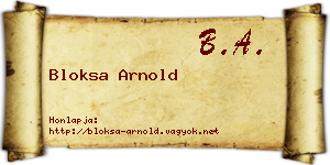 Bloksa Arnold névjegykártya